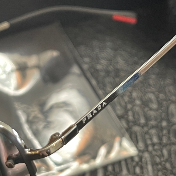 Prada Rimless Aviator Sunglasses Green Mirror Flash #SPS 52R - Picture 6 of 9